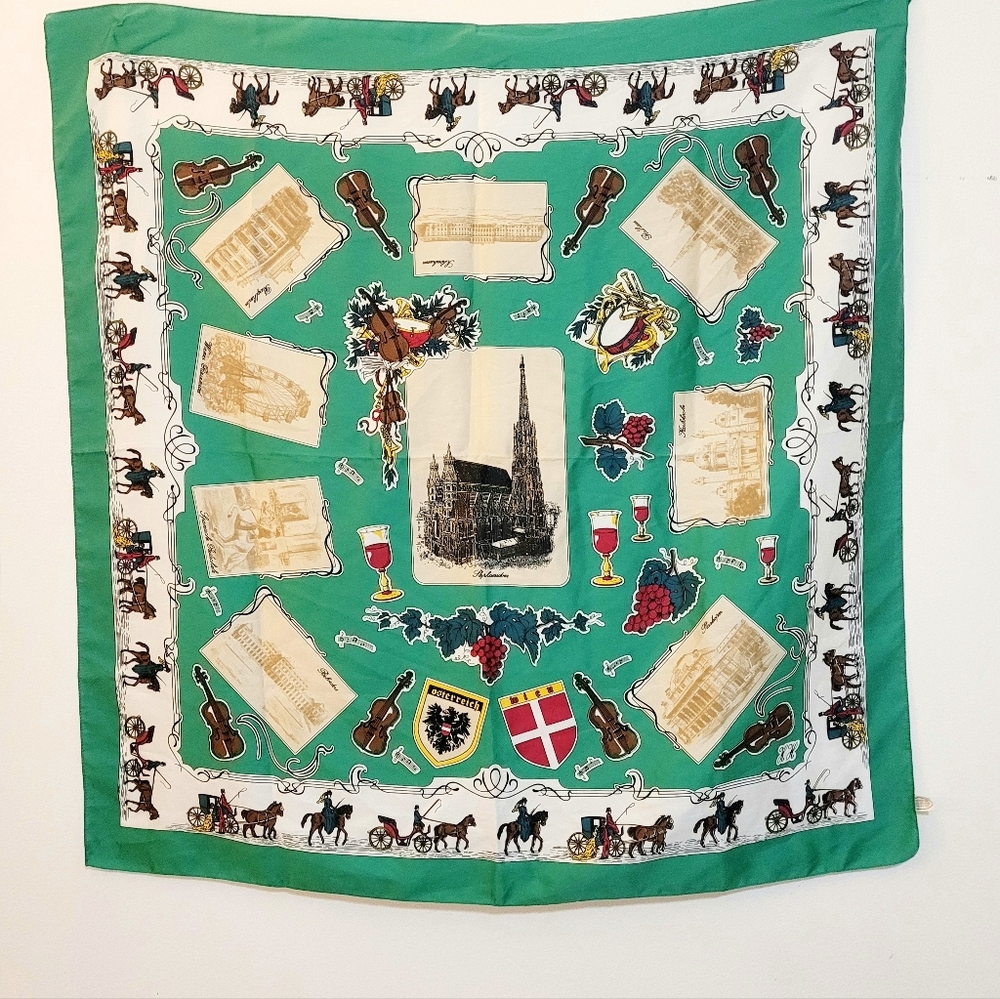Scarf Vintage Austrian Souvenir Made In Italy
